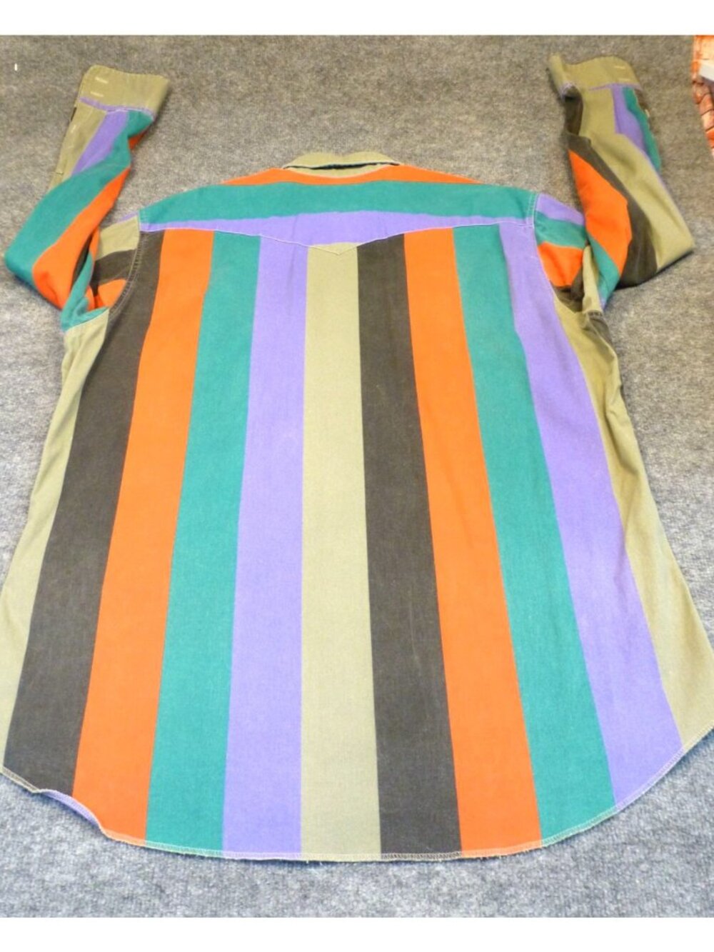 VTG 90s Wrangler Brushpopper Shirt Men 17.5 Wide Stripe Western Rodeo Cowboy Lon - Picture 2 of 10